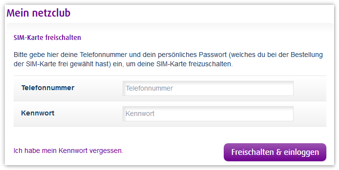netzclub freischalten