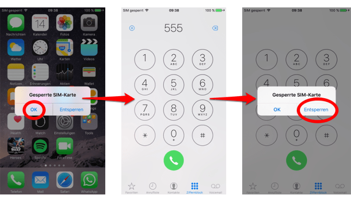 SIM-Karte entsperren durch Anruf