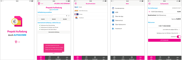 Telekom Prepaid Guthaben aufladen per App
